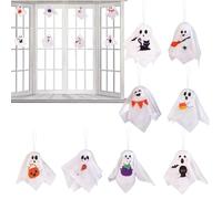 Ghost Ornaments, Cute Halloween Tree Decorations, 3,5 x 3,5 pulgadas 8 piezas Haunted House Decor, Spooky Accent for Inside Farm Home Yard Backyard Patio Entryway Window Day Outside Front Garden
