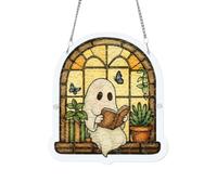 Ghost Puzzle Window Ornament, Acrylic Halloween Suncatcher, Fall Seasonal Sun Catcher Decor, Spooky Hanging Wall Art, Indoor Outdoor Living Room Garden Decoration 5.7x7.6in