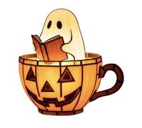 Ghost Reader Light para Halloween, LED Pumpkin Nightlight, Decoración de Oficina de Resina, lámpara Luminosa Suave Linda, Pantalla de Mesa con Pilas para Dormitorio, Decoraciones al Aire Libre,