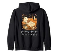 Ghost Reading Book Fall Black Cat Ghosting For Books Bookish Sudadera con Capucha