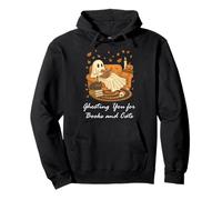 Ghost Reading Book Fall Black Cat Ghosting For Books Bookish Sudadera con Capucha