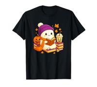 Ghost Reading Book Halloween Coffee Spooky Autumn Fall Camiseta