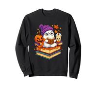 Ghost Reading Book Halloween Coffee Spooky Autumn Fall Sudadera