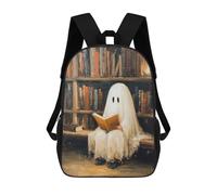 Ghost Reading Book in Library Mochila Escolar, Mochila Informal, Mochila De Día, Mochila Escolar, Mochila De Trabajo, Mochila De Viaje Para Adolescentes, Niñas, Niños, Mujeres Y Hombres 17inch