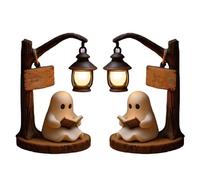 Ghost Reading Book Lamp, Ghost Reading Lamp, Warm Light, Halloween Home Decoration And Spooky Glowing Decoration For Home, Book Lovers And Party Atmosphere Gift (L,2PCS)