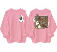 Ghost Reading Books - Sudadera con capucha para Halloween, bibliotecario, fantasma, para amantes de los libros, rosa, 3XL
