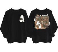 Ghost Reading Books - Sudadera con capucha para Halloween, bibliotecario, fantasma, para amantes de los libros, Negro, XL