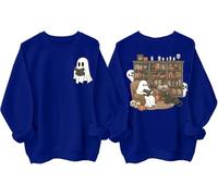 Ghost Reading Books - Sudadera con capucha para Halloween, bibliotecario, fantasma, para amantes de los libros, Klein Azul, S