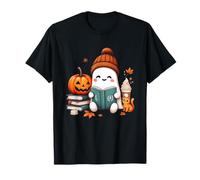 Ghost Reading Cozy Cute Beanie Bookworm Disfraz de Halloween Camiseta