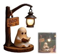 Ghost Reading Lamp, Ghost Lamp with Book 3D Resin Ghost Night Light with Warm Glow for Bedroom Living Room Office Fun Indoor Ornament & Gift Idea