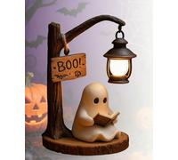 Ghost Reading Lantern, Cute Ghost Reading Lantern, Ghosts Warm Light Indoor Read Lamp Glowing Halloween Ghosts Decorations for Bedroom Living Room, Desk, Mantels (S)