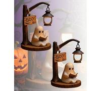 Ghost Reading Lantern, Cute Ghost Reading Lantern, Ghosts Warm Light Indoor Read Lamp Glowing Halloween Ghosts Decorations for Bedroom Living Room, Desk, Mantels (M*2)