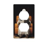 Ghost Reading The Newspaper in Armchair Outlet Cover Light Switch Cover Decorative 1 Gang Wall Plate for Kitchen Room Bathroom Size 7x11.4cm