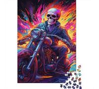 Ghost Rider Motocicleta 1000 Piezas Papel Durable Puzzle para Adultos Portátil Fácil Almacenar Horas De Entretenimiento Ocio En Casa 38x26cm/1000pcs