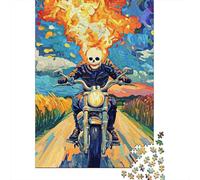Ghost Rider Motocicleta 1000 Piezas Papel Puzzle para Adultos Adultos Portátil Actividad De Vinculación Familiar Desafiante Y Divertido Rompecabezas 70x50cm/1000pcs