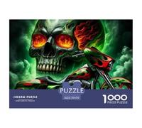 Ghost Rider on Flaming Motorcycle Under Full Moon Material Seguro Regalo Ideal para Amigos, Familia Y Personas Apasionadas por Los Puzzles 70x50cm/1000pcs