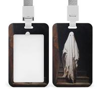 Ghost Stands at The Top of Stairs - Soporte retráctil para tarjetas de identificación, protector de tarjetas, placa de nombre, etiqueta de nombre para trabajo, oficina, médico, enfermera