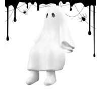 Ghost Statue - Resin Ghost For Halloween Decor | White Color Sitting Scene Prop | Tabletop Haunted House Figurine, Decor Ornament F0r Desk Mantel Porch Shelf Windowsill Movie Night Display