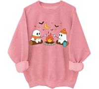 Ghost - Sudadera de camping con capucha para Halloween, para amantes del campamento, rosa, XXL