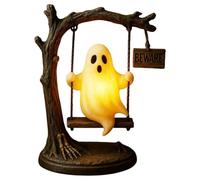 Ghost Swing Lamp, Cute Spooky Hanging Ghost Light For Desk Porch Window Or Bookshelf, Seasonal Halloween Decor, Perfect For Party Night Barn Kitchen Courtyard Outdoor,4.49x2.48x6.5 In