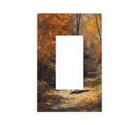 Ghost Walking Autumn Forest Path Light Switch Wall Plate Faceplate Cover Single Rocker 1 Gang Decorator Outlet Receptáculo Cubiertas para el hogar, cocina, habitación, baño decoración