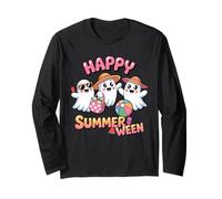 Ghost Watermelon Ice Cream Happy Summerween Halloween Spooky Manga Larga