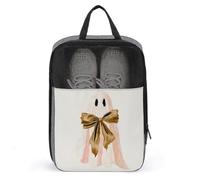 Ghost with A Beige Bow Shoe Bag for Travel Daily Use Anti-Dust Storage Carrier Golf Shoe Pouch