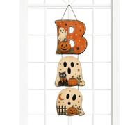 Ghost Wooden Door Hanger - Halloween Welcome Wall Sign Set