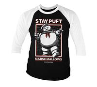 Ghostbusters Licenciado Oficialmente Stay Puft Marshmallows Baseball 3/4 Manga Camiseta (Blanco-Negro), XX-Large