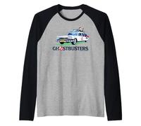 Ghostbusters Logo Ecto 1 New York Fun 80s 1984 Película Clásica Camiseta Manga Raglan