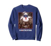 Ghostbusters Póster Cazafantasmas Versus Stay Puft Sudadera, Unisex para Adultos, Azul Marino, M