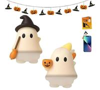 Ghostees Mystery Phone Buddy, Cute Ghost Phone Buddy Accessory, Halloween Ghost Strong Adhesive Cling Decoration for All Phones Topper (2Pcs E+F)