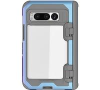 Ghostek ATOMIC slim Pixel Fold Phone Case with Clear Back and Iridescent Aluminum Bumper Heavy Duty Shock Absorbent Protective Metal Phone Covers Designed for 2023 Google Pixel Fold (7.6") (Prismatic)