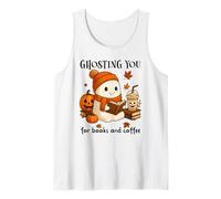 Ghosting You for Coffee and Books Fall Ghost Reading Boojee Camiseta sin Mangas