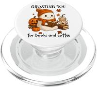 Ghosting You for Coffee and Books Fall Ghost Reading Boojee PopSockets PopGrip para MagSafe