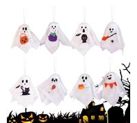 Ghosts Halloween Decor, Cute Ghost Ornaments Set, 8 Pieces, 3.5x3.5 Inches, Festive Spooky Accents, Haunted House Decoration for Home Yard Patio Garden Entryway Window Outdoor Holiday Display