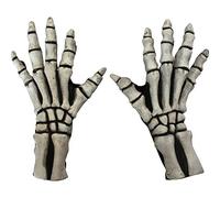 Ghoulish Productions - Guantes de esqueleto blanco, Línea Manos y Pies, Accesorio de Látex resistente, pintada a mano, Halloween, Desfile de Carnaval, Fiesta de Disfraces, Talla única adulto
