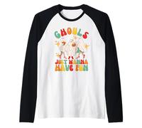 Ghouls Just Wanna Have Fun Grupo Retro Halloween Niñas Mujeres Camiseta Manga Raglan
