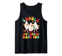 Ghouls Just Wanna Have Fun Grupo Retro Halloween Niñas Mujeres Camiseta sin Mangas