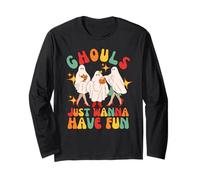 Ghouls Just Wanna Have Fun Grupo Retro Halloween Niñas Mujeres Manga Larga