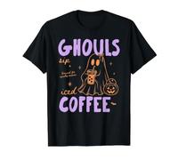 Ghouls Sip Iced Coffee Halloween Fall Autumn Coffee Lover Camiseta gráfica económica, Hombre, Negro, L