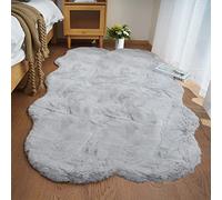 Ghouse Alfombras Salón Alfombra Suave de Pelo Corto de Habitación Dormitorio Lavables Alfombra Antideslizante Muy Suave, Alfombra esponjosa de Cama (120 x 180 cm Schaffell,Gris)