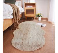Ghouse Alfombras Salón Alfombra Suave de Pelo Corto de Habitación Dormitorio Lavables Alfombra Antideslizante Muy Suave, Alfombra esponjosa de Cama (60 x 120 cm Schaffell,Beige)