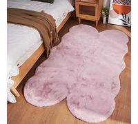 Ghouse Alfombras Salón Alfombra Suave de Pelo Corto de Habitación Dormitorio Lavables Alfombra Antideslizante Muy Suave, Alfombra esponjosa de Cama (120 x 180 cm Schaffell,Rosa)