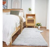 Ghouse Alfombras Salón Rectangular Alfombra Suave de Pelo Corto de Habitación Dormitorio Lavables Alfombra Antideslizante Muy Suave, Alfombra esponjosa de Cama (60 x 180 cm,Gris)