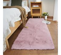 Ghouse Alfombras Salón Rectangular Alfombra Suave de Pelo Corto de Habitación Dormitorio Lavables Alfombra Antideslizante Muy Suave, Alfombra esponjosa de Cama (60 x 180 cm,Rosa)