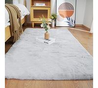 Ghouse Alfombras Salón Rectangular Alfombra Suave de Pelo Corto de Habitación Dormitorio Lavables Alfombra Antideslizante Muy Suave, Alfombra esponjosa de Cama (90 x 150 cm,Gris)