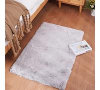Ghouse Alfombras Salón Rectangular Alfombra Suave de Pelo Corto de Habitación Dormitorio Lavables Alfombra Antideslizante Muy Suave, Alfombra esponjosa de Cama (60 x 90 cm,Gris)