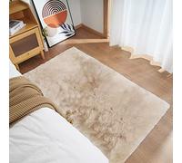 Ghouse Alfombras Salón Rectangular Alfombra Suave de Pelo Corto de Habitación Dormitorio Lavables Alfombra Antideslizante Muy Suave Alfombra esponjosa de Cama (90 x 150 cm,Beige)
