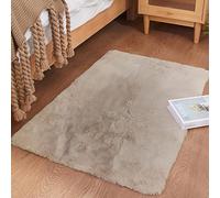 Ghouse Alfombras Salón Rectangular Alfombra Suave de Pelo Corto de Habitación Dormitorio Lavables Alfombra Antideslizante Muy Suave Alfombra esponjosa de Cama (60 x 90 cm,Beige)